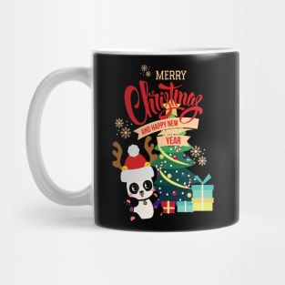 Cute Happy Panda Receives Many Christmas Gifts Mug